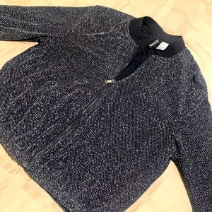 H&M woman’s black & metallic silver bomber jacket size 6